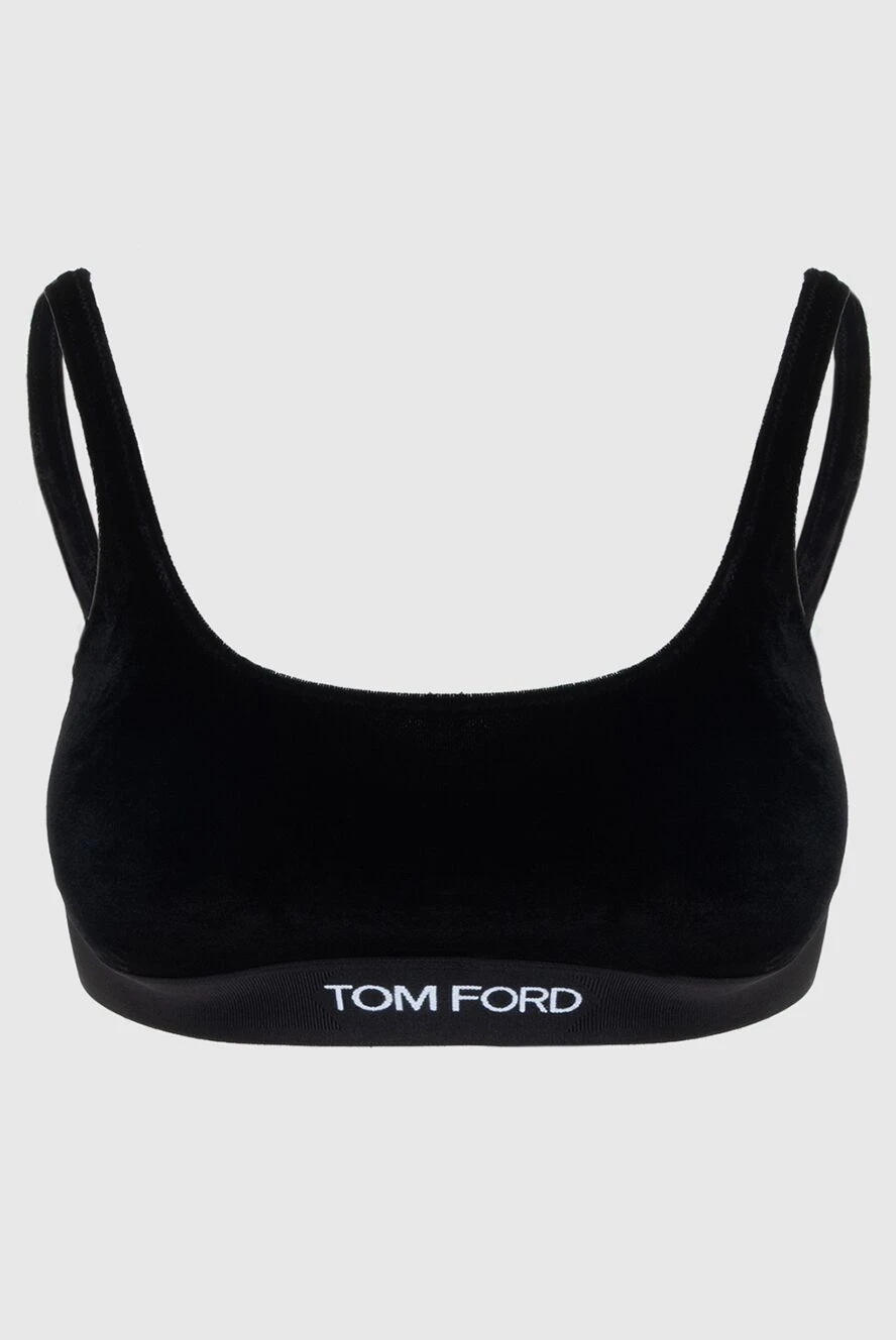 Tom Ford Топ чорний жіночий - логотип. 77% віскоза, 21% поліамід, 2% еластан. еластичний пояс. Країна виробник: Італія. Догляд: спеціалізоване чищення - фото 1