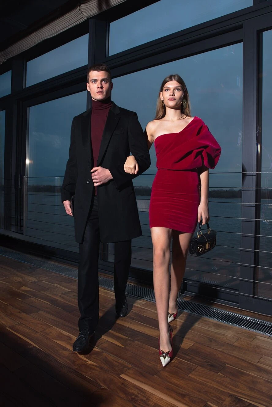 Tom Ford one-shoulder dress in red cotton with voluminous drapery 171160   Women evening dress | Domino Online Store Ukraine