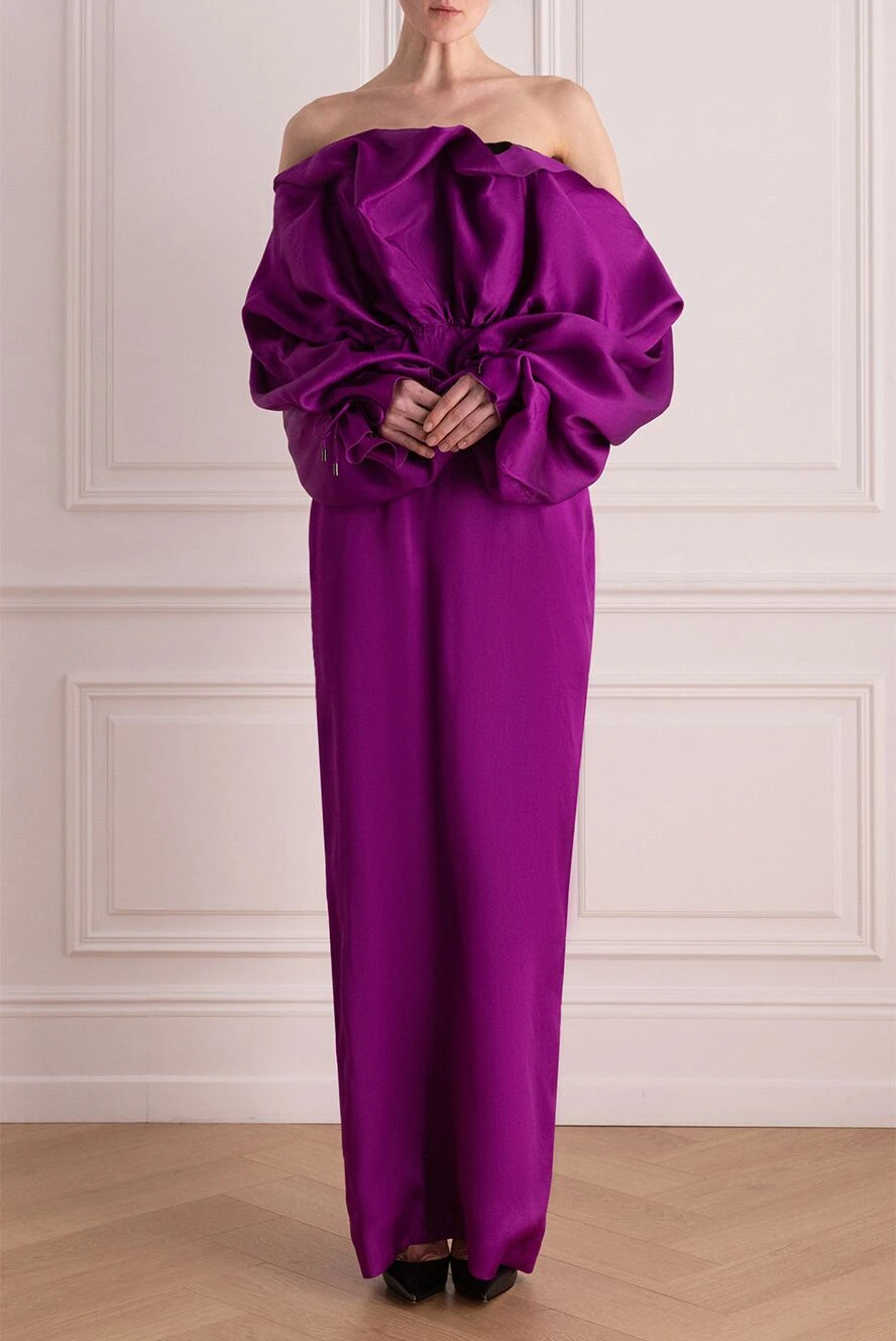 Tom Ford pink silk evening dress with off the shoulder