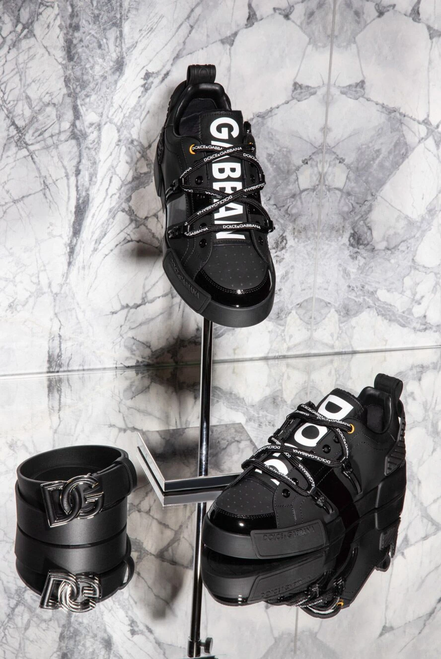 Dolce & Gabbana сникеры portofino с лакированными вставками черные