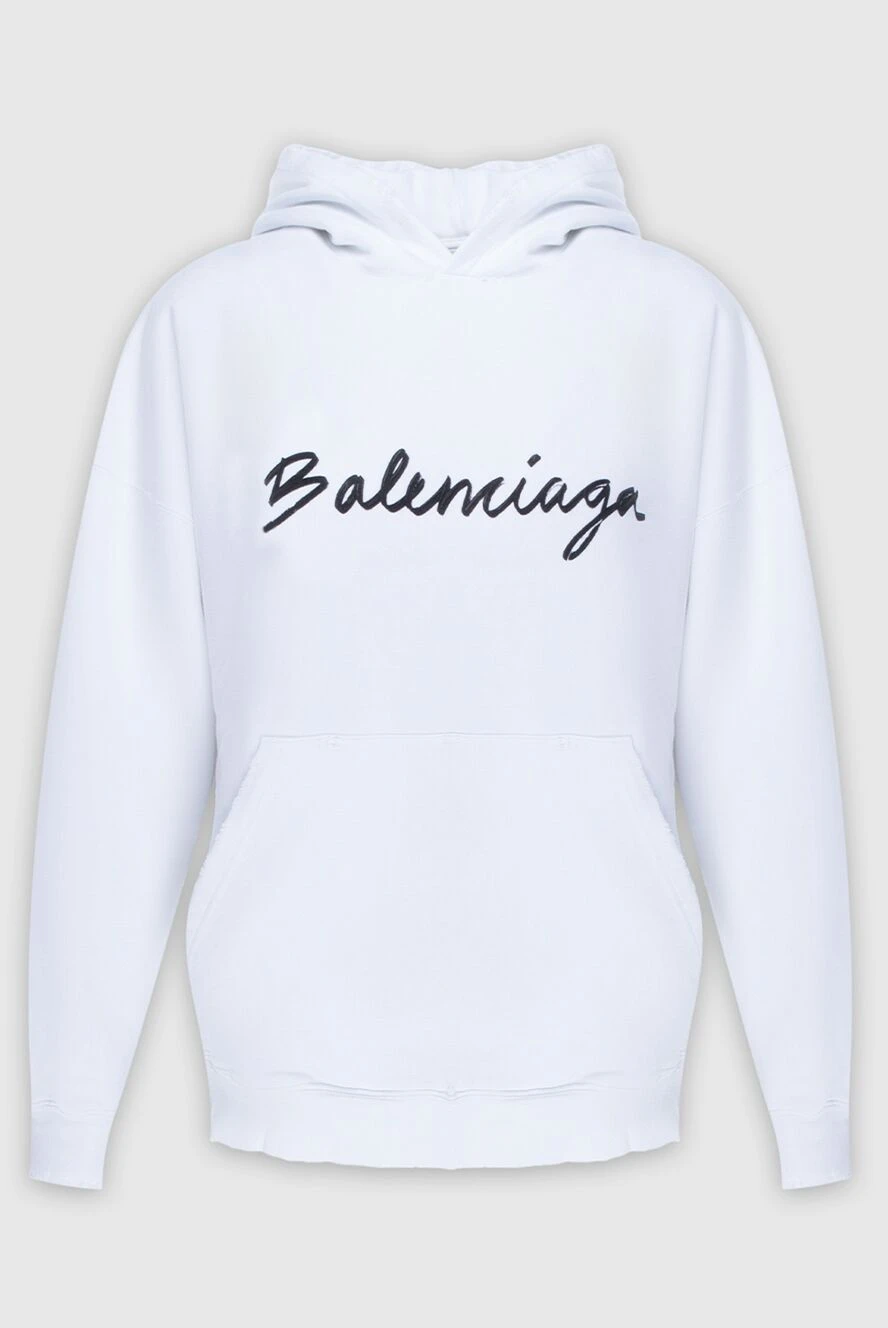 Balenciaga Hoodie made of cotton white for women - logo. hood, front pocket. 100% cotton. Country of manufacture: Italy. Care: specialized cleaning - photo 1