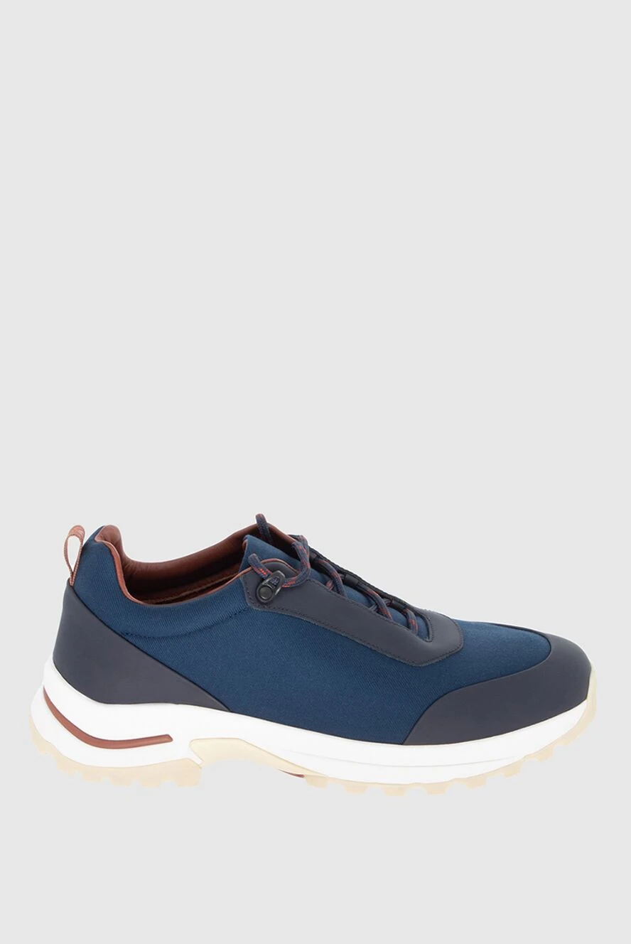 Loro Piana Blue wool sneakers for men - contrast sole. wool. laces. height 2 cm. Country of manufacture: Italy. Care: specialized cleaning - photo 1