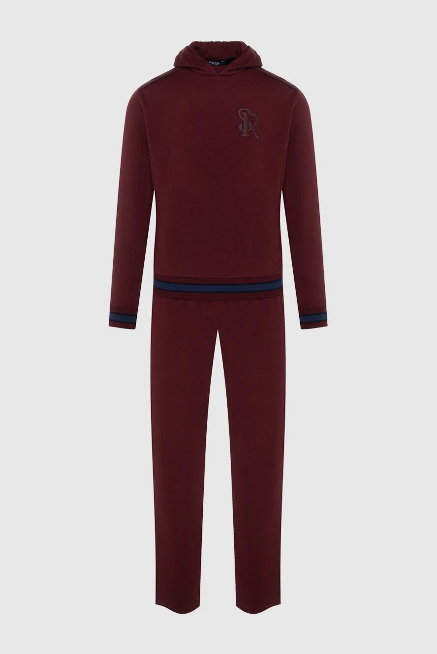Stefano Ricci Men's sports suit made of cotton and elastane in burgundy. - Contrast trim. 95% cotton, 5% elastane. Closure: Drawstring, zipper. Four side pockets. Country of manufacture: Italy. Care: specialized cleaning - photo 1