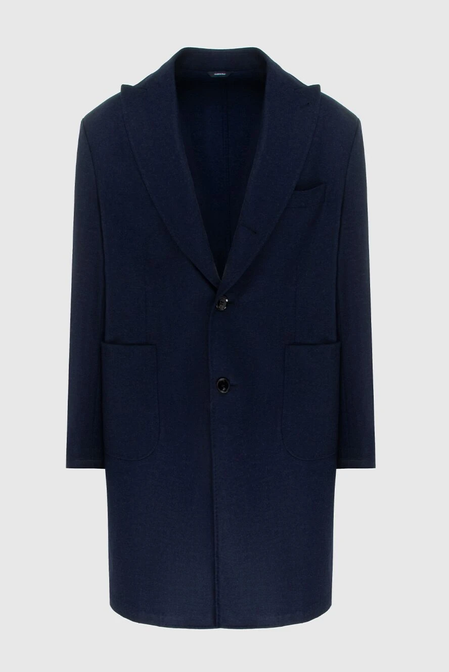 Tombolini Blue woolen coat for men - 100% wool. buttons. two patch pockets. Country of manufacture: Italy. Care: specialized cleaning - photo 1