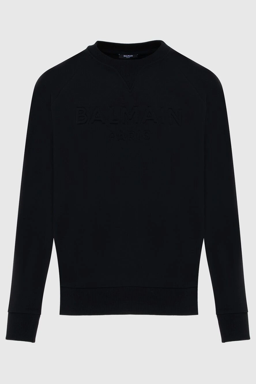 Balmain Sweatshirt cotton black for men - 100% cotton. Country of manufacture: Italy. Care: specialized cleaning - photo 1