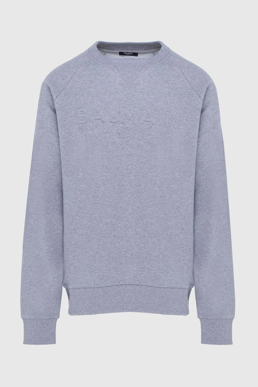 Balmain Gray cotton sweatshirt for men - 100% cotton. Country of manufacture: Italy. Care: specialized cleaning - photo 1