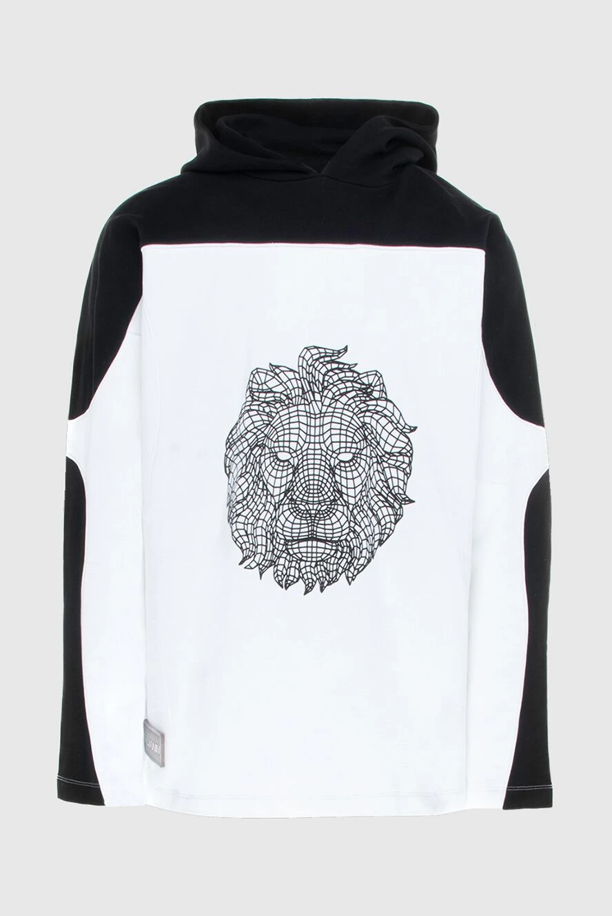 Balmain Hoodie cotton white men's - drawing of a lion on the chest. 100% cotton. Country of manufacture: Italy. Care: specialized cleaning - photo 1