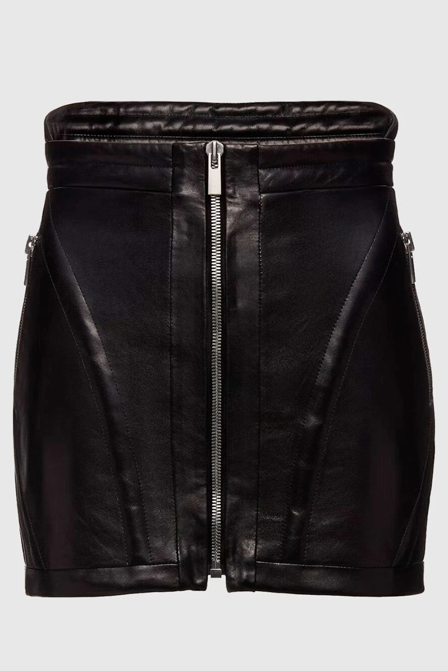 Magda Butrym Women black leather mini skirt with zippers - decorative seams. 100% leather. zipper. Country of manufacture: Italy. Care: specialized cleaning - photo 1