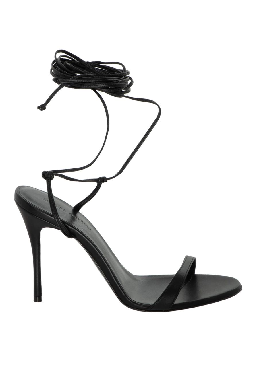 Magda Butrym Women's leather sandals with black laces - leather wrapping around the ankles. genuine leather. Country of manufacture: Italy. Care: specialized cleaning - photo 1