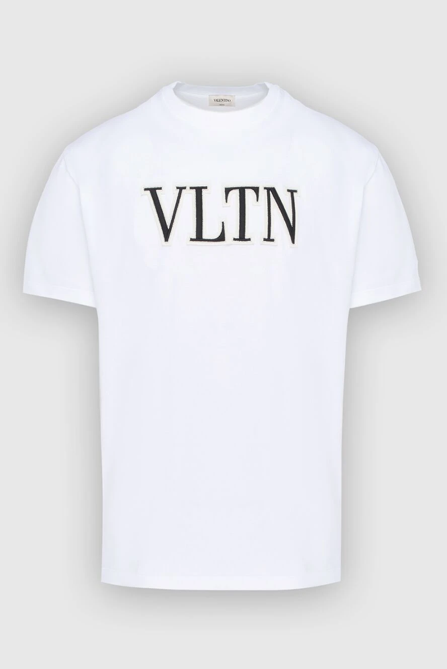 Valentino White cotton T-shirt for men - logo print. 100% cotton. Country of manufacture: Italy. Care: specialized cleaning - photo 1