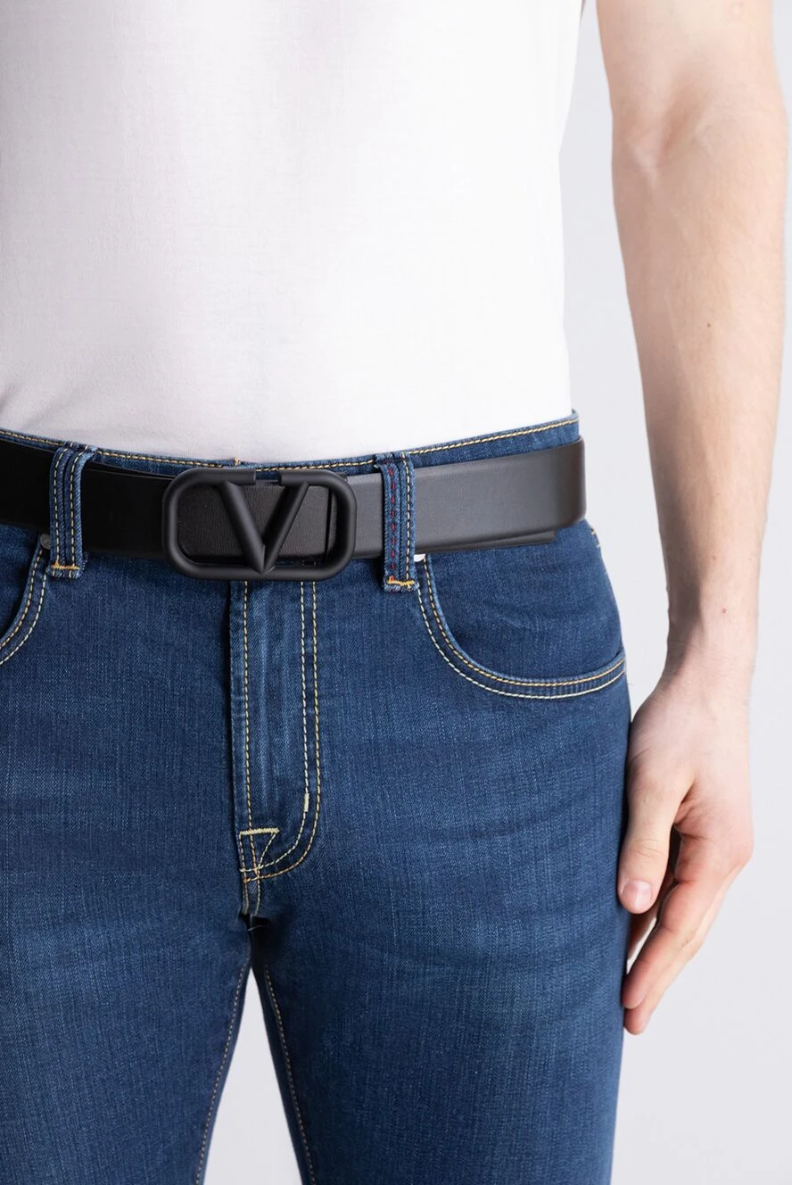 Valentino black leather belt for men 171653 — Men belts and braces