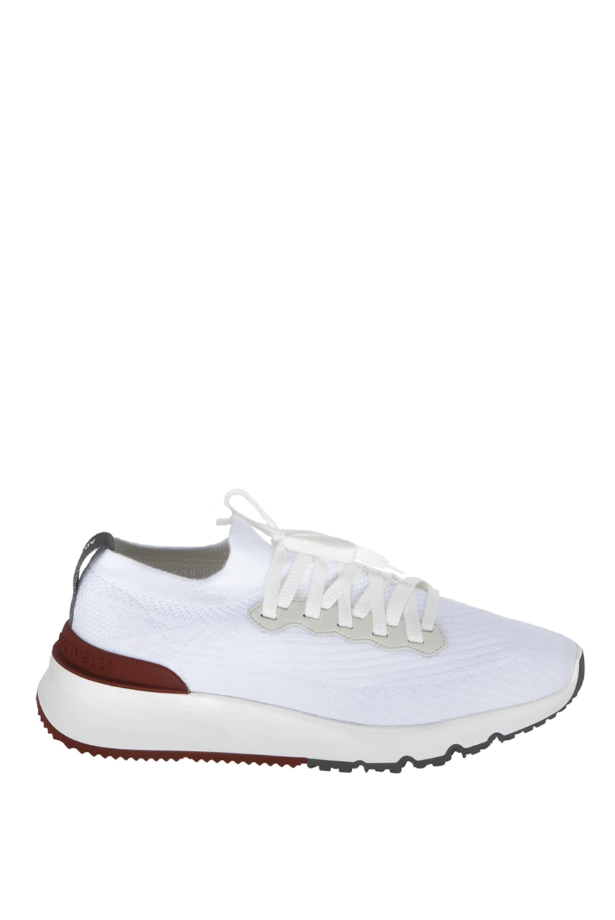 Brunello Cucinelli White wool sneakers for men - contrast sole, contrast insert. 100% wool. lacing. Country of manufacture: Italy. Care: specialized cleaning - photo 1