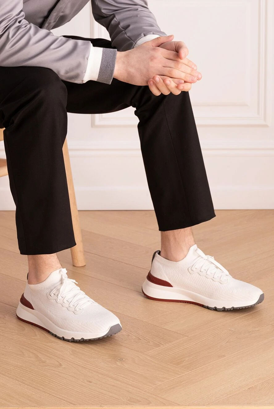 Brunello Cucinelli white wool sneakers for men 171744 — Men