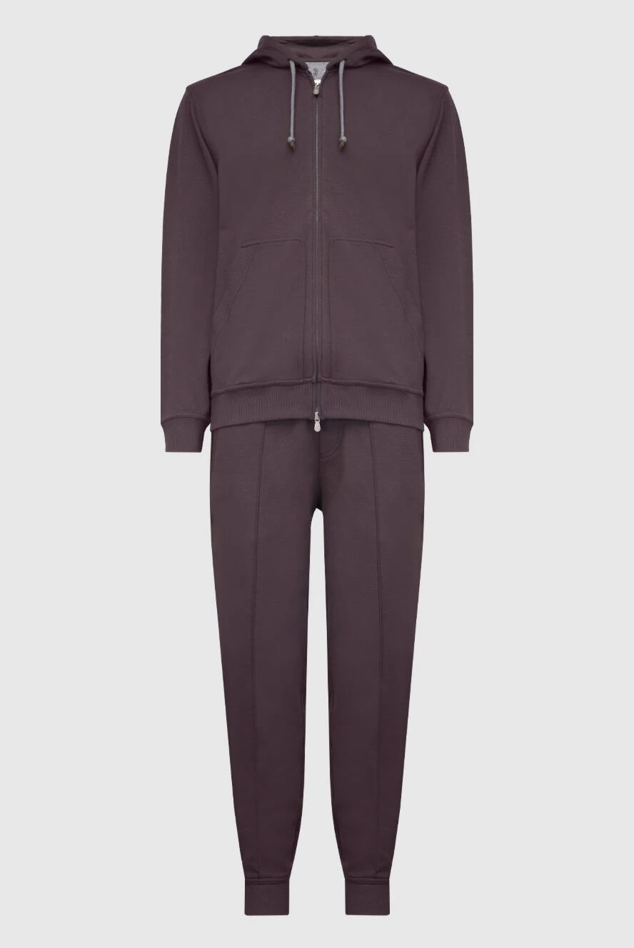 Brunello Cucinelli Фіолетовий трикотажний спортивний костюм з бавовни з капюшоном (уцінка) - Капюшон93% бавовна, 7% поліамідКуліска, блискавкаЧотири бічні кишені. Країна виробник: Італія. Догляд: спеціалізоване чищення - фото 1