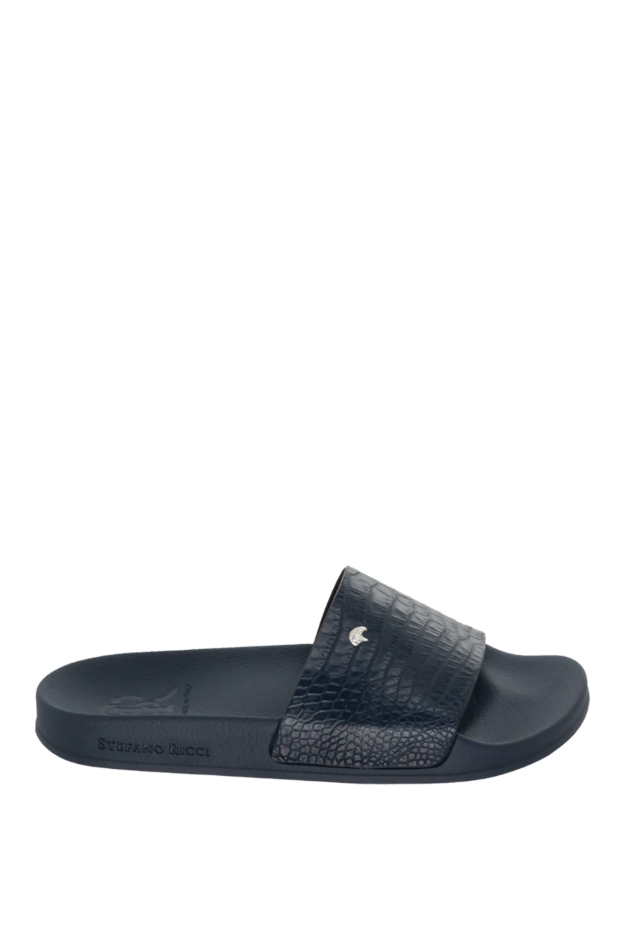 Stefano Ricci Black crocodile leather flip-flops with anatomical soles - logo, textured leather. leather interior. 100% crocodile skin. Country of manufacture: Italy. Care: specialized cleaning - photo 1