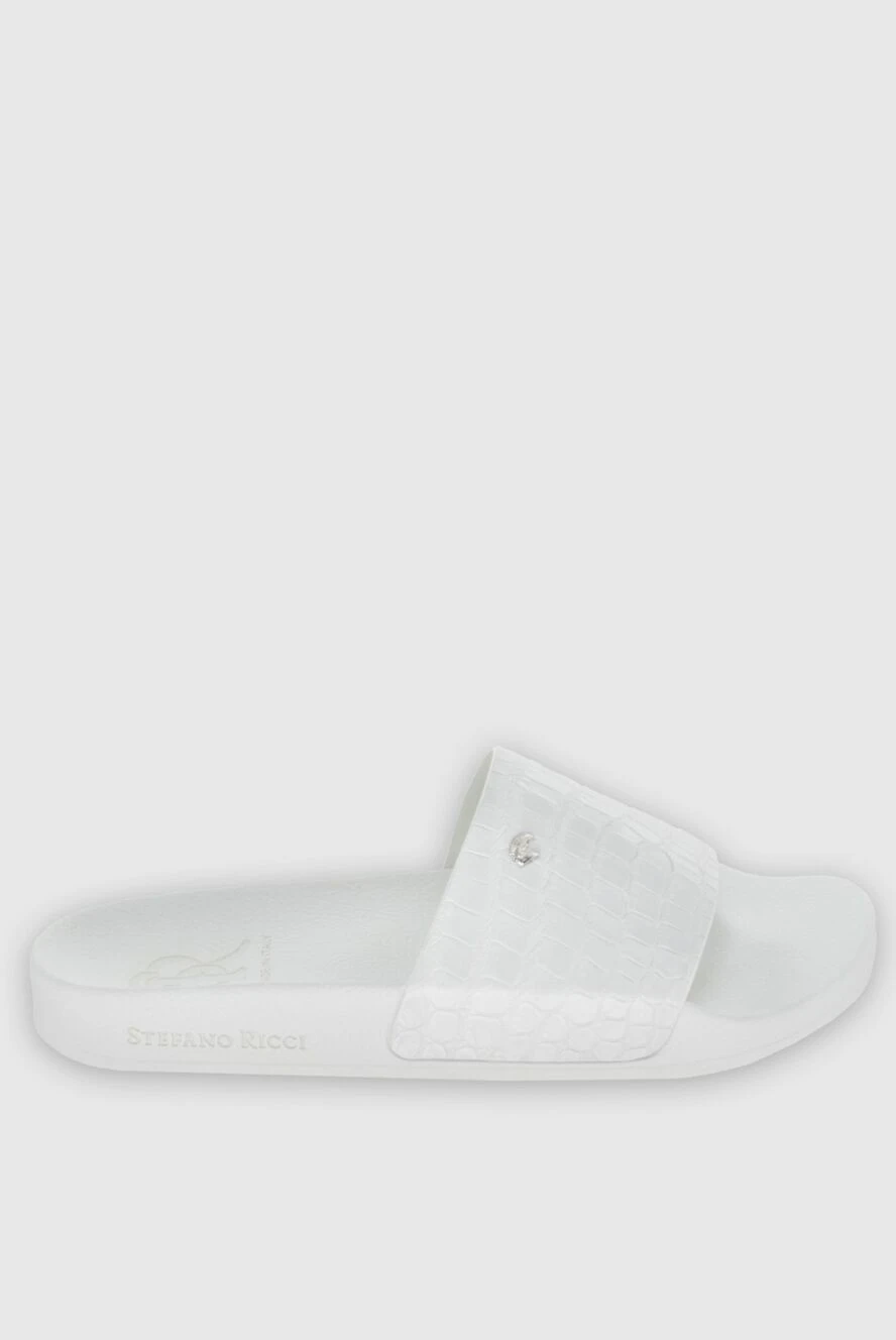 Stefano Ricci Crocodile leather flip flops white for men - logo, textured leather. leather interior. 100% crocodile skin. Country of manufacture: Italy. Care: specialized cleaning - photo 1