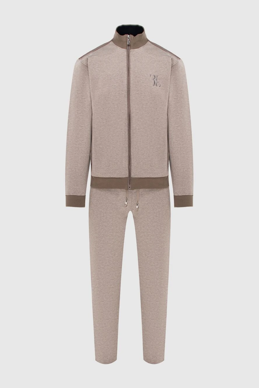 Billionaire Костюм спортивный мужской из шёлка и хлопка бежевый - Контрастная молния и манжеты, логотип бренда. 50% шёлк, 50% хлопок. Кулиска, молния. Четыре боковых кармана. Страна производитель: Италия. Уход: специализированная чистка - фото 1