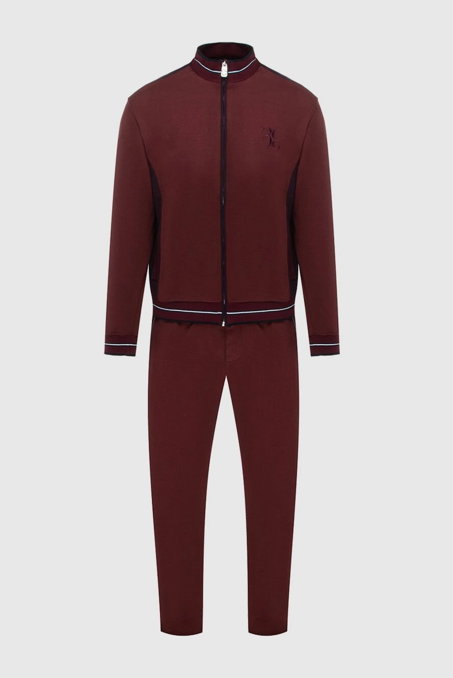 Billionaire Sports suit for men made of silk and cotton burgundy - Contrast zipper and cuffs, brand logo. 50% silk, 50% cotton. Closure: Drawstring, zipper. Four side pockets. Country of manufacture: Italy. Care: specialized cleaning - photo 1