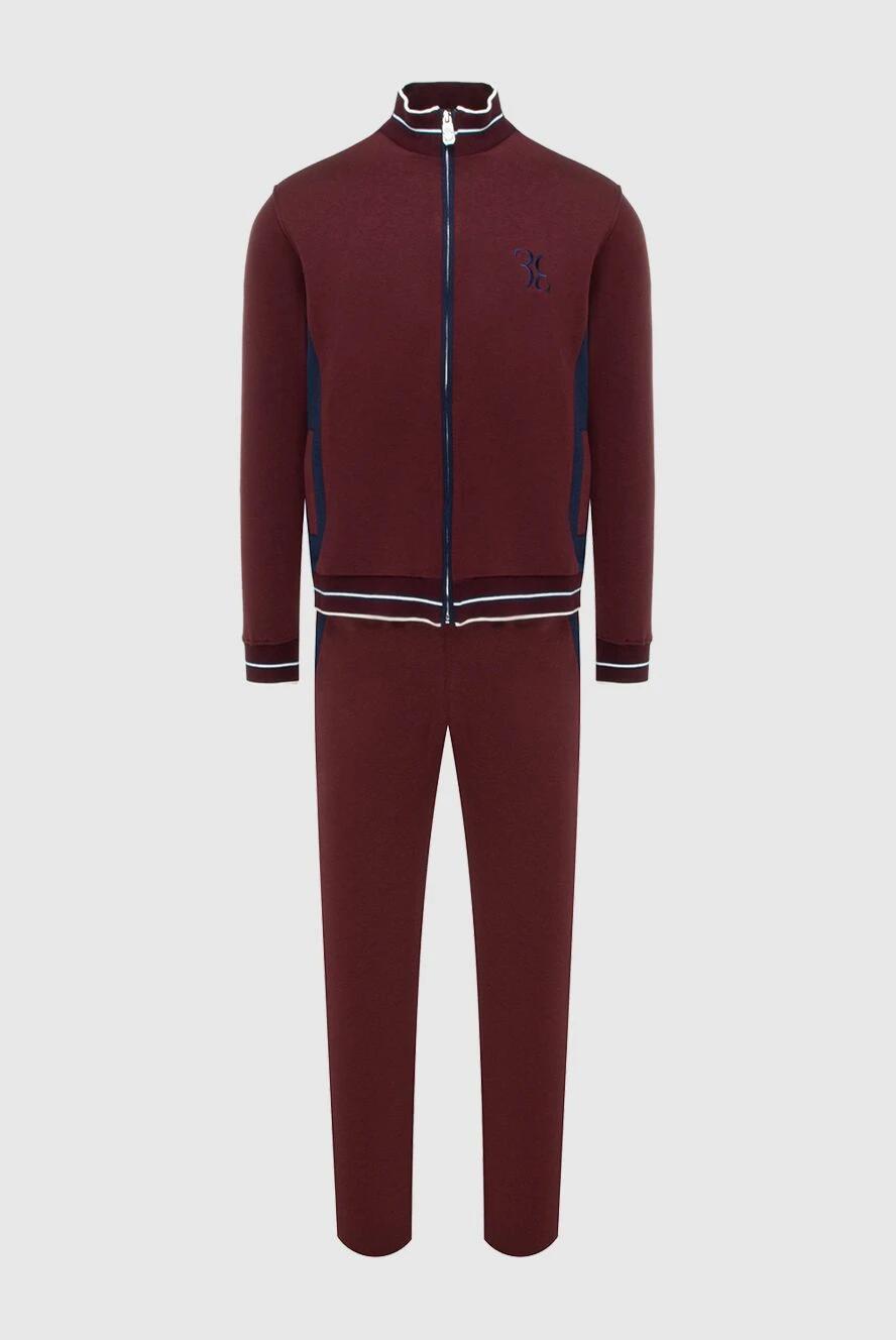 Billionaire Sports suit for men made of silk and cotton burgundy - Contrast zipper and cuffs, brand logo. 50% silk, 50% cotton. Closure: Drawstring, zipper. Four side pockets. Country of manufacture: Italy. Care: specialized cleaning - photo 1