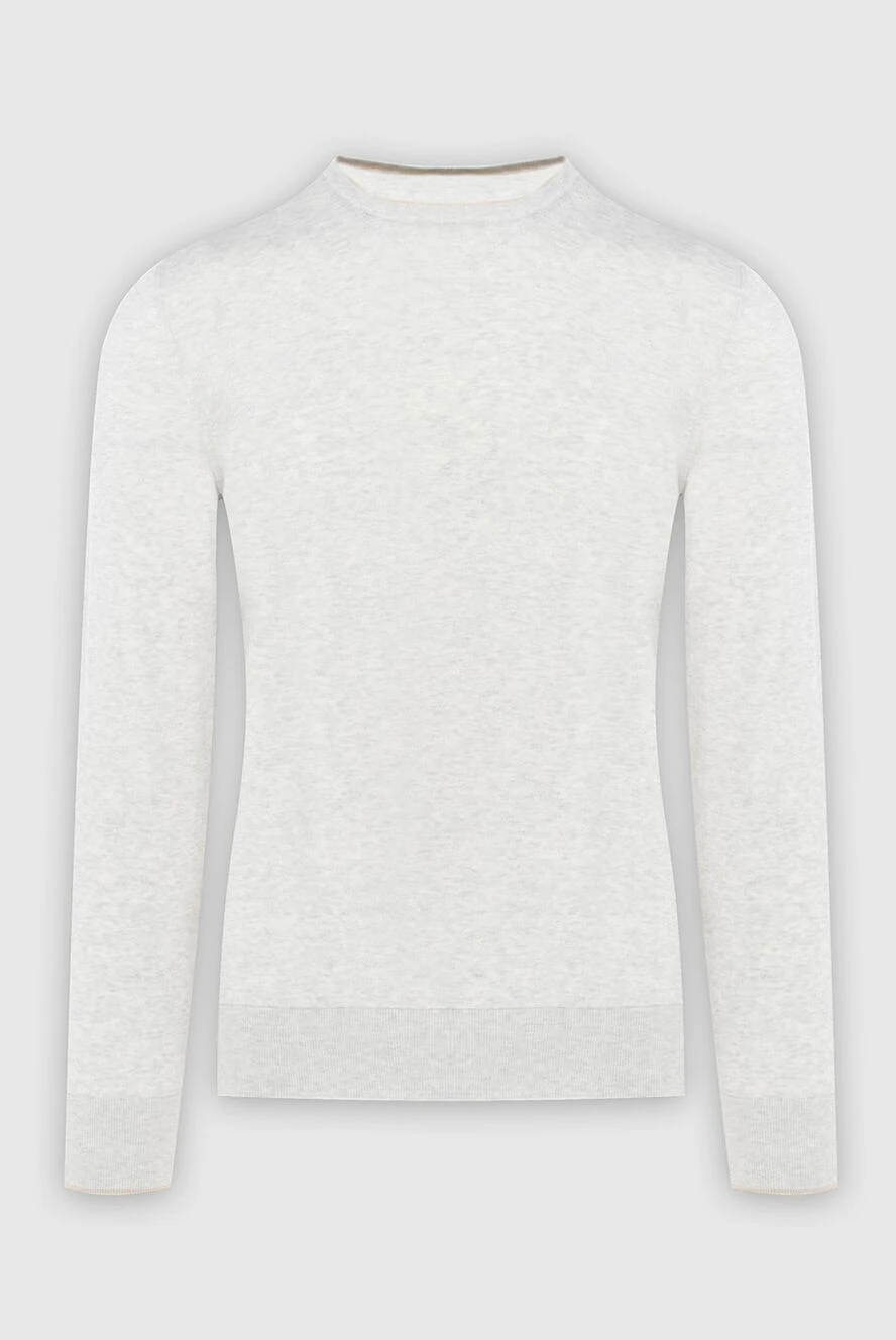 Gran Sasso White men's silk and cotton jumper - 55% silk,. 45% cotton. Country of manufacture: Italy. Care: specialized cleaning - photo 1