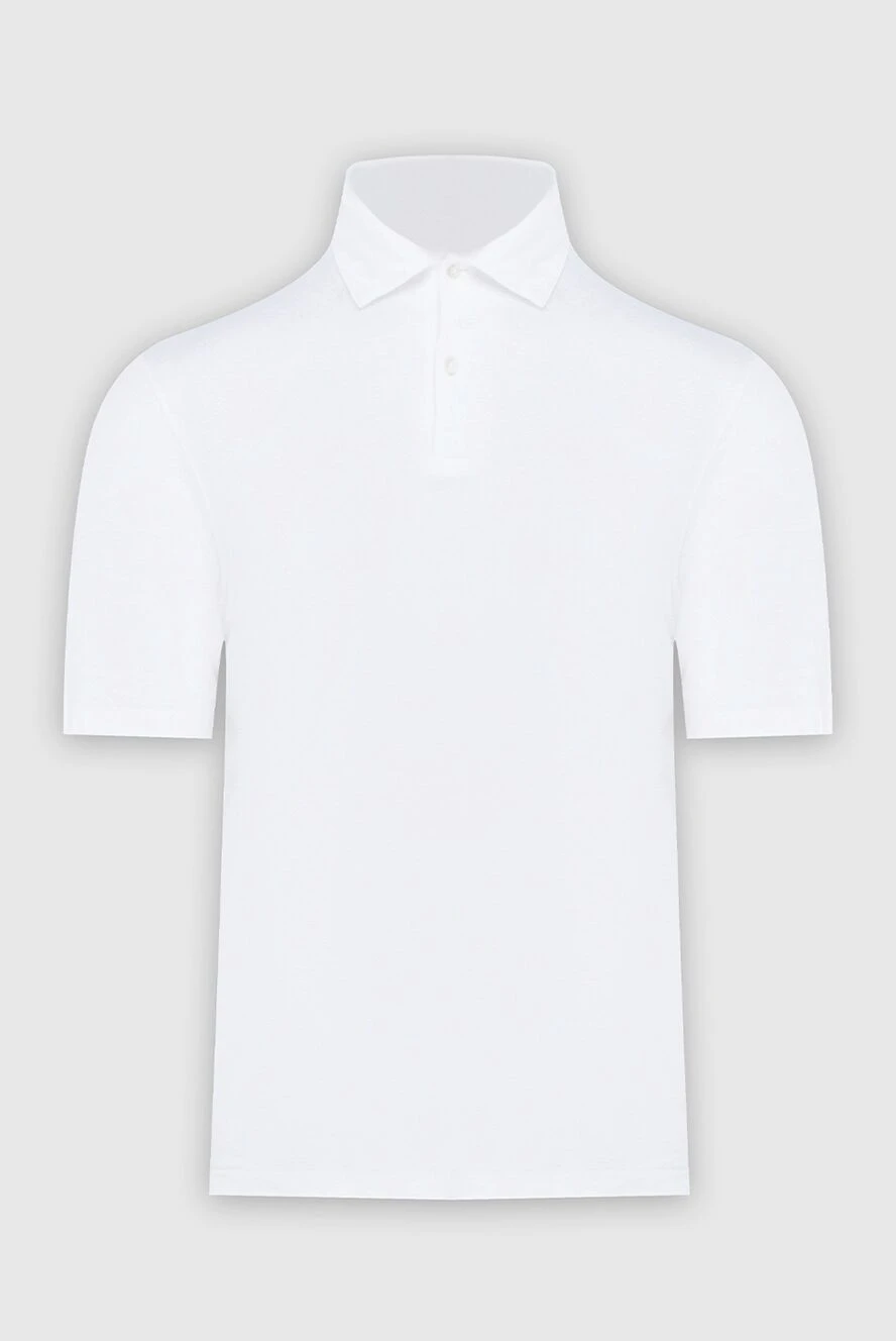 Gran Sasso Linen white polo for men - 97% linen, 3% elastane. buttons. Country of manufacture: Italy. Care: specialized cleaning - photo 1