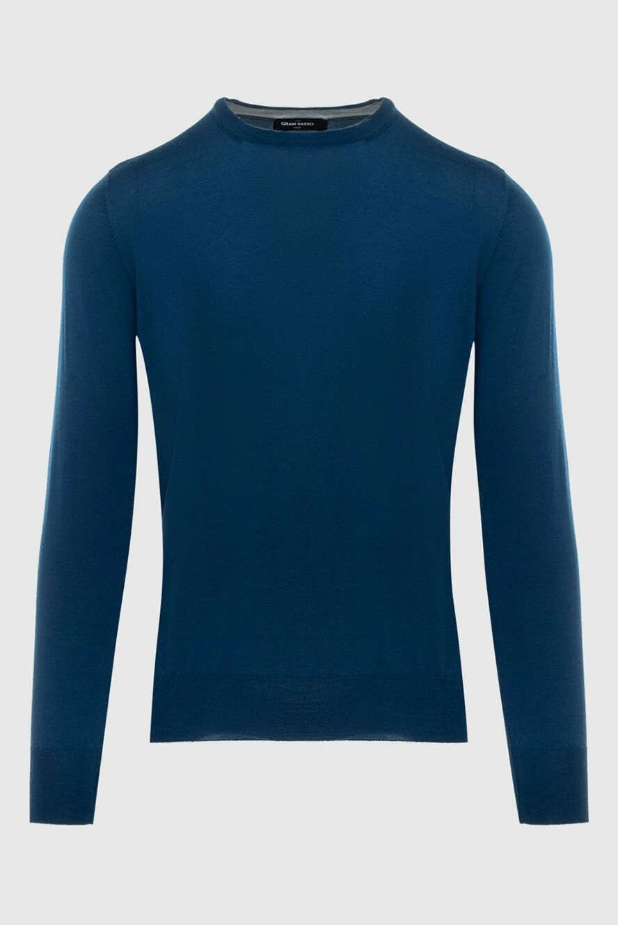 Gran Sasso Cashmere and silk jumper blue for men - 70% cashmere, 30% silk. Country of manufacture: Italy. Care: specialized cleaning - photo 1