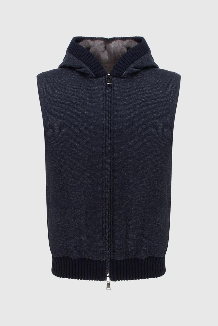 Fabio Gavazzi Cashmere vest blue for men - Hood. 100% cashmere. Closure: Zipper. Two zippered side pockets. Lining: Mink. Country of manufacture: Italy. Care: specialized cleaning - photo 1