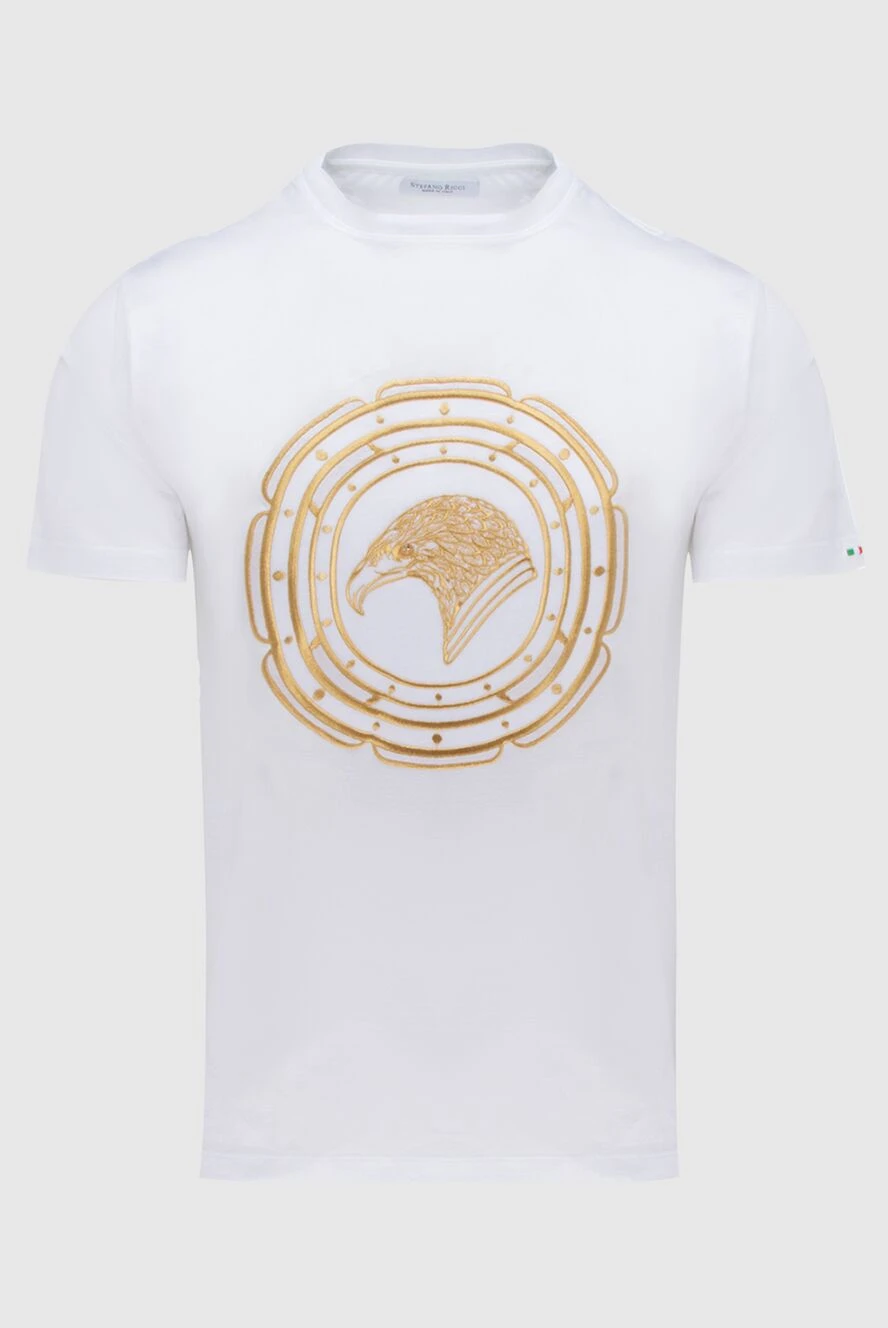 Stefano Ricci White cotton T-shirt for men - logo print. 100% cotton. Country of manufacture: Italy. Care: specialized cleaning - photo 1