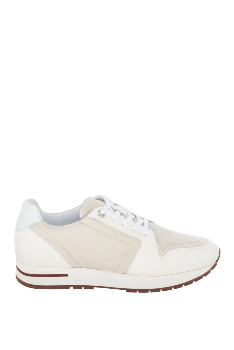 Loro Piana White textile and suede sneakers for women - contrasting inserts. textile, suede. lacing. Country of manufacture: Italy. Care: specialized cleaning - photo 1