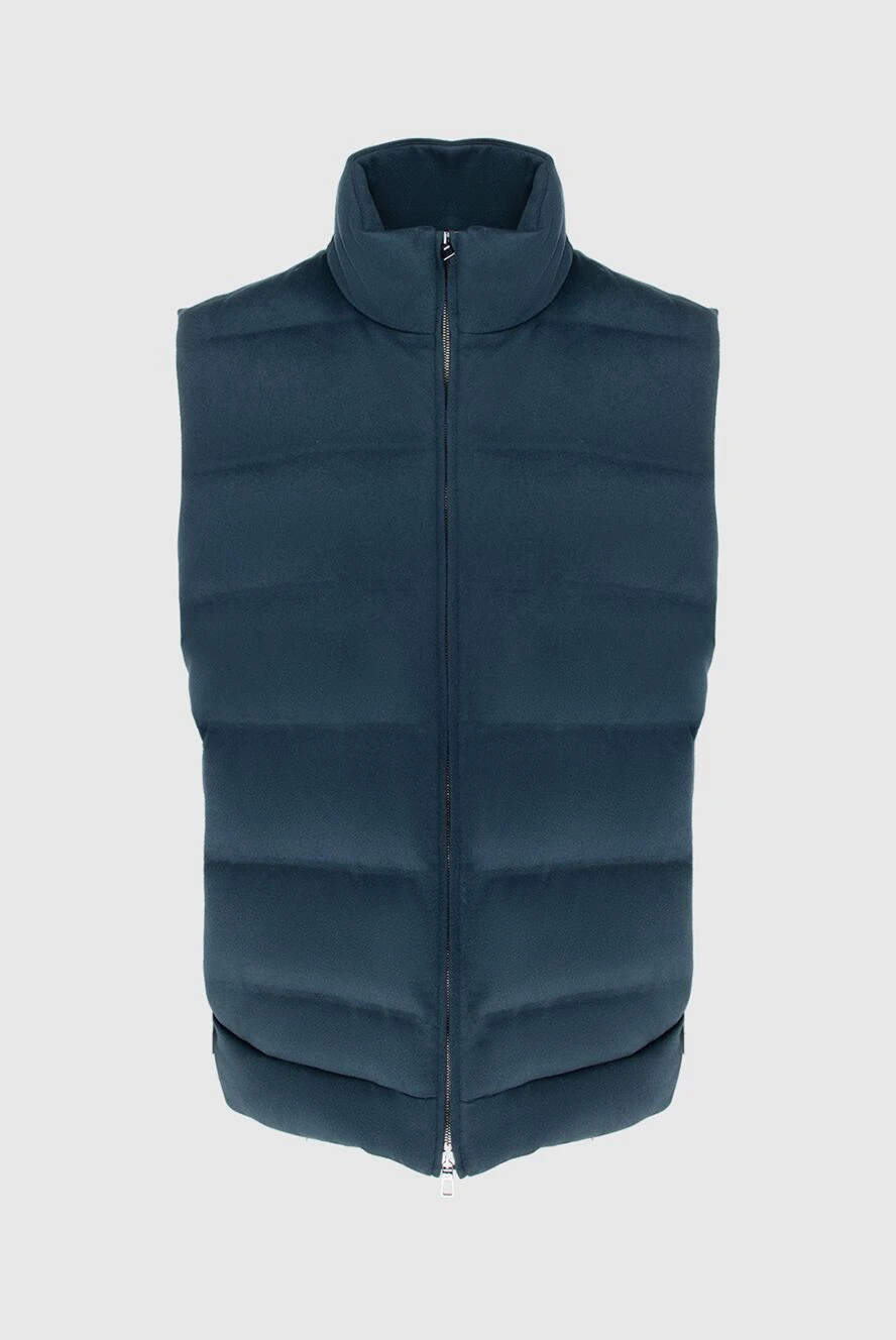 Loro Piana Cashmere vest blue for men - 100% cashmere. Closure: Zipper. Two side pockets, two inside pockets. Insulation: Down, feather. Country of manufacture: Italy. Care: specialized cleaning - photo 1