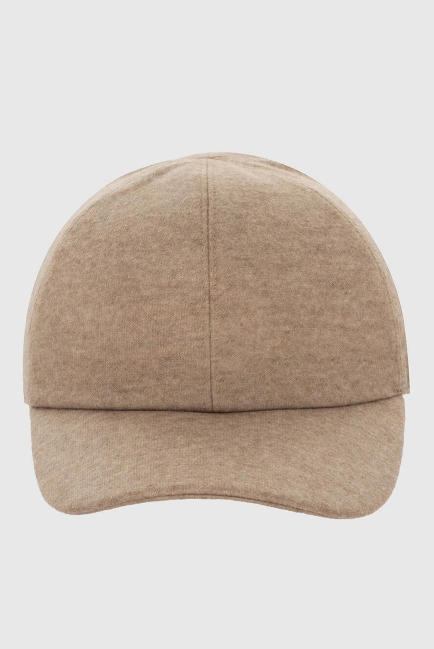 Loro Piana Cap made of cashmere and natural fur beige for men - Composition: 100% cashmere, 100% natural fur. Country of manufacture: Italy. Care: specialized cleaning - photo 1