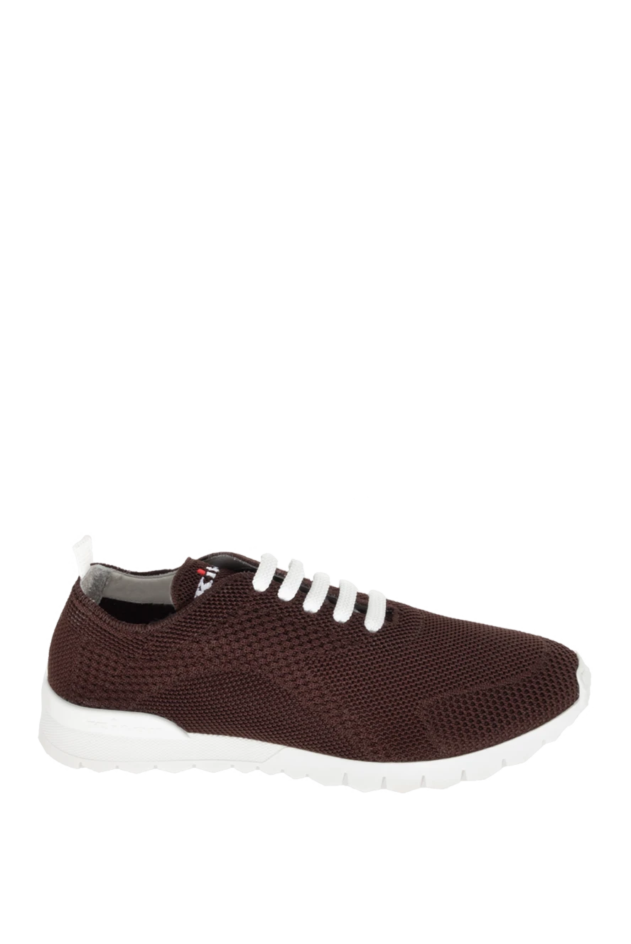 Kiton Brown men's textile sneakers - Logo. 90% cotton, 10% elastane. laces. height 2 cm. Country of manufacture: Italy. Care: specialized cleaning - photo 1