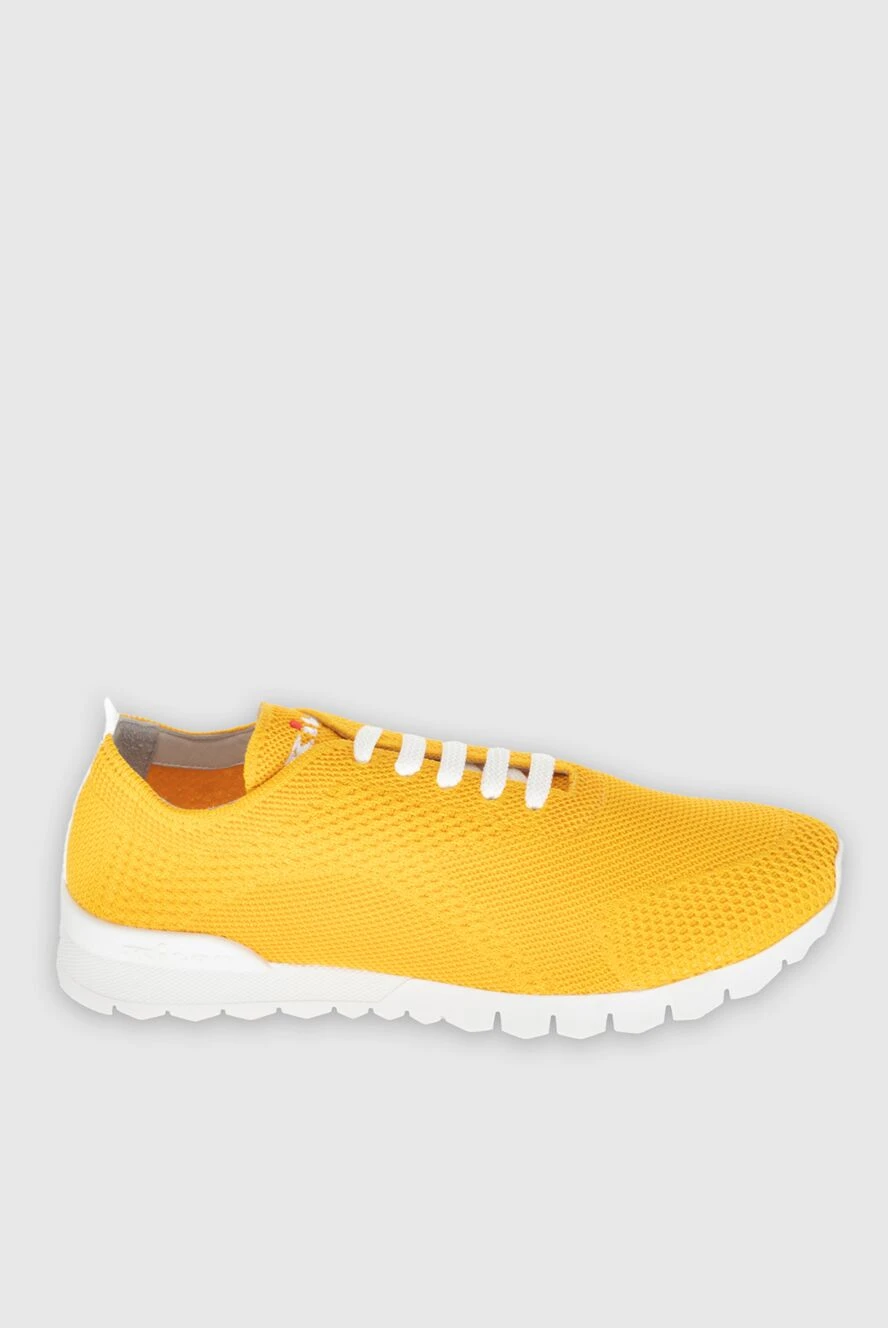 Kiton Textile sneakers yellow for men - Decor: Logo. Composition: 90% cotton, 10% elastane. Clasp: laces. Sole: height 2 cm. Country of manufacture: Italy. Care: specialized cleaning - photo 1