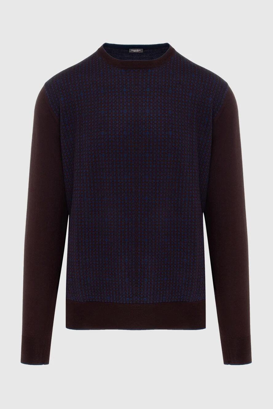 Stefano Ricci Джемпер из кашемира и шелка коричневый мужской - Контрастный узор. 70% кашемир, 30% шёлк. Страна производитель: Италия. Уход: специализированная чистка - фото 1