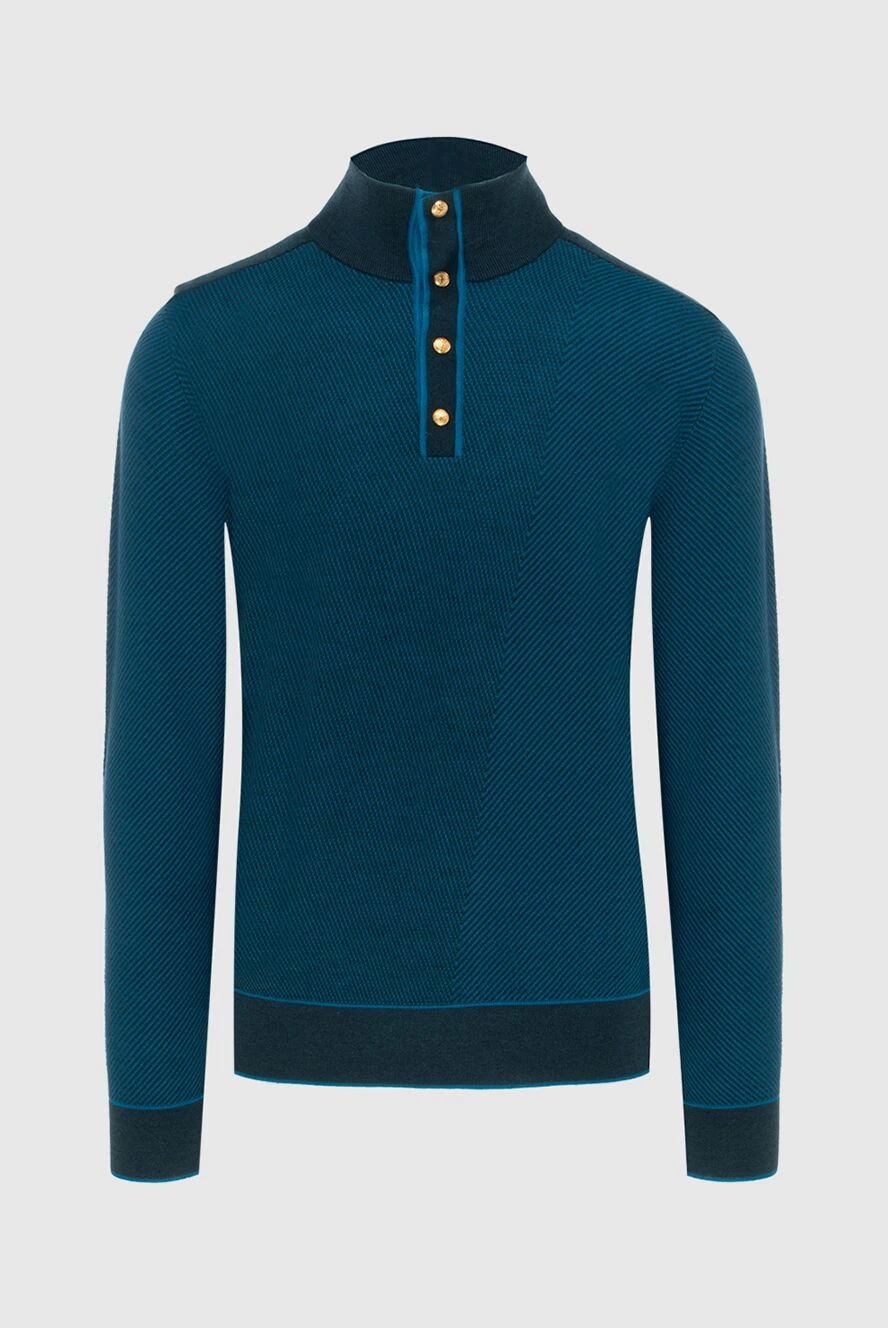Stefano Ricci Тройер із кашеміру та шовку синій чоловічий - Контрастний комір та манжети. 60% кашемір, 40% шовк. гудзики. Країна виробник: Італія. Догляд: спеціалізоване чищення - фото 1