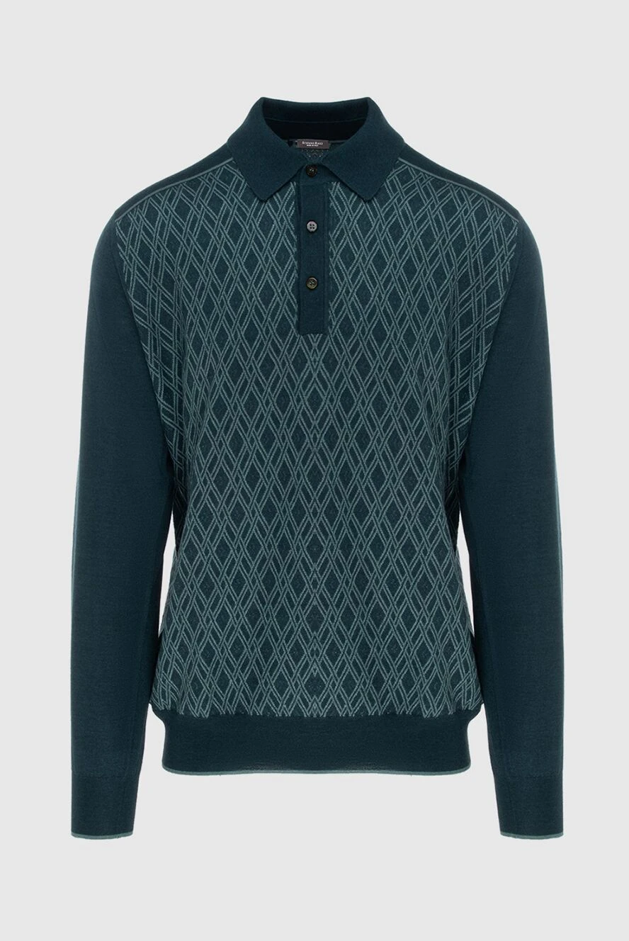 Stefano Ricci Поло з довгим рукавом із шовку та кашеміру у смарагдовому тоні з графічним візерунком. - Контрастний візерунок, поєднання двох відтінків. Довгий рукав. 70% кашемір, 30% шовк. Гудзики. Країна виробник: Італія. Догляд: спеціалізоване чищення - фото 1