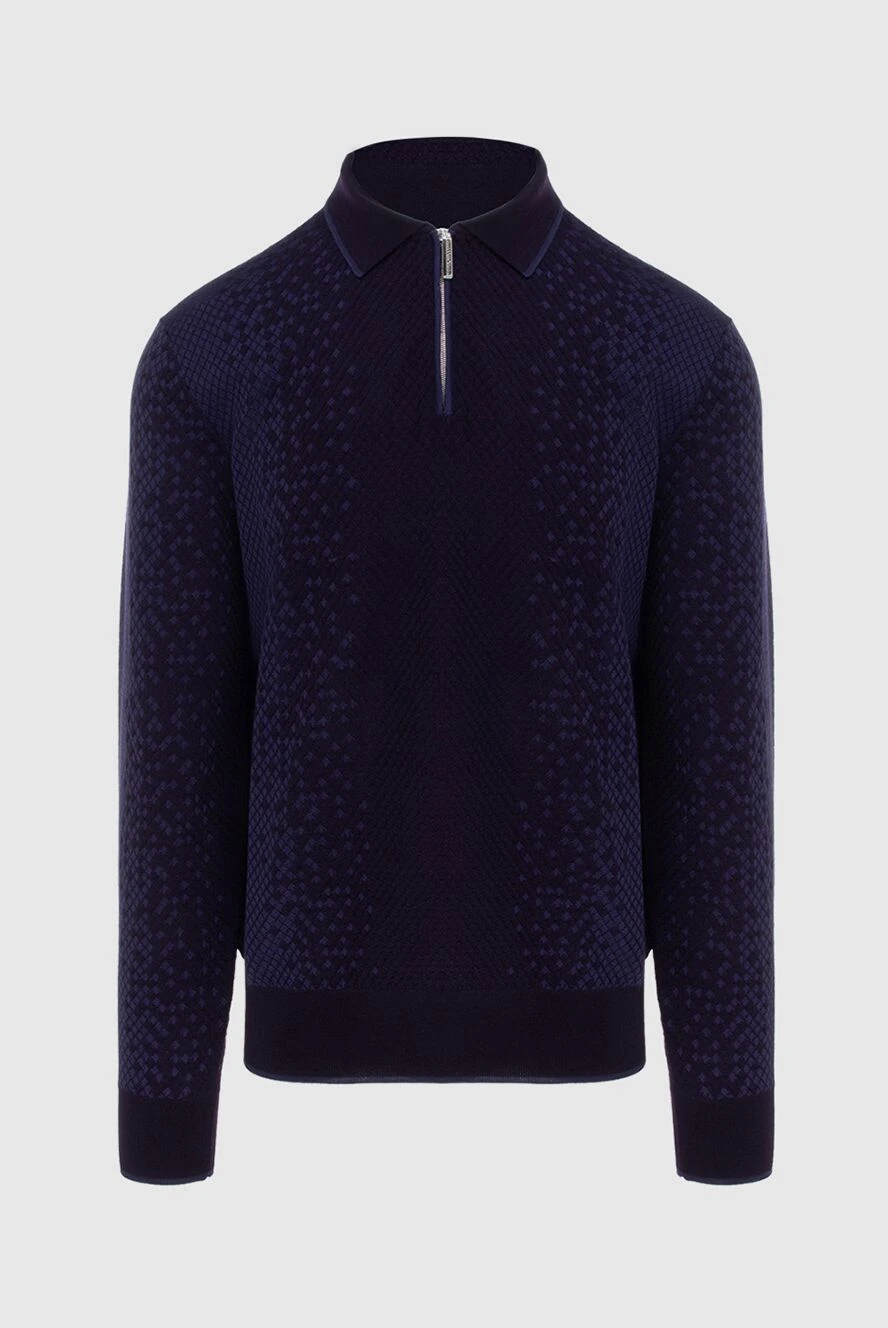 Stefano Ricci Long-sleeved polo shirt made of silk and cashmere purple for men - Long sleeve. 65% cashmere, 35% silk. Closure: Zipper. Country of manufacture: Italy. Care: specialized cleaning - photo 1