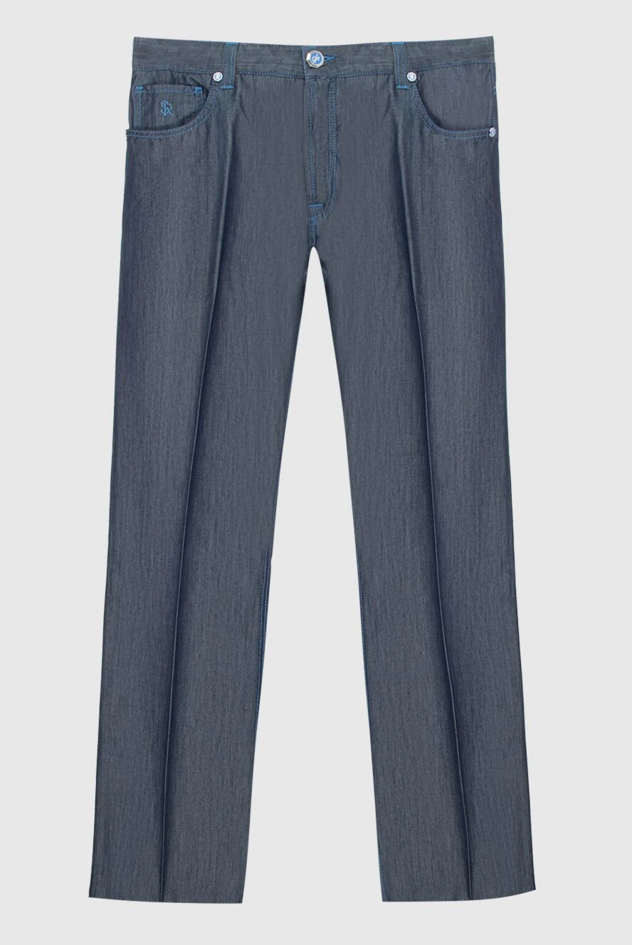 Stefano Ricci Джинсы из шелка и хлопка синие мужские - 53% шелк, 47% хлопок. пуговица, молния. три боковых кармана, два кармана сзади. Страна производитель: Италия. Уход: специализированная чистка - фото 1