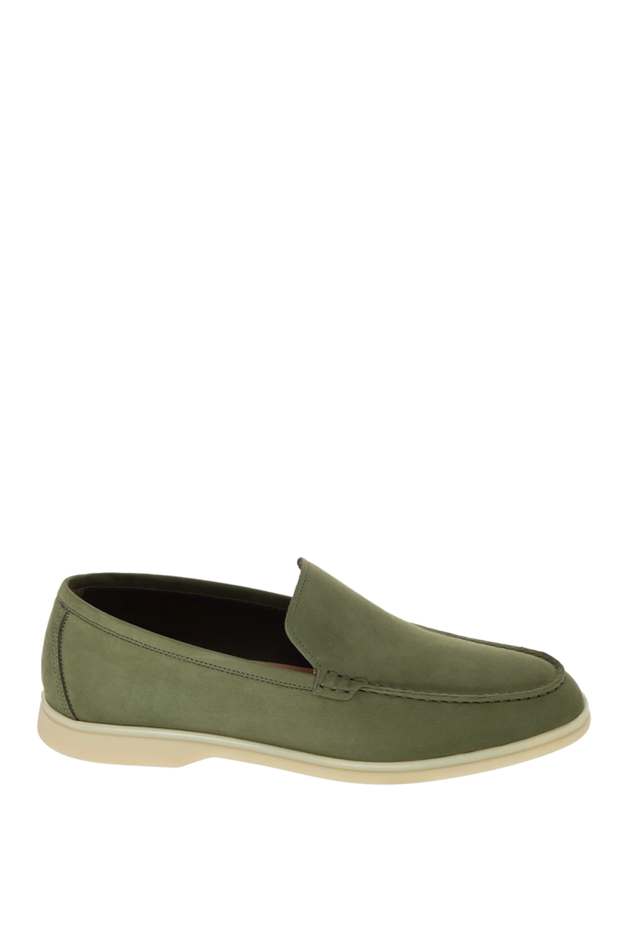 Cesare di Napoli Green nubuck loafers for men - contrast sole. 100% nubuck. Insole: leather. Country of manufacture: Italy. Care: specialized cleaning - photo 1