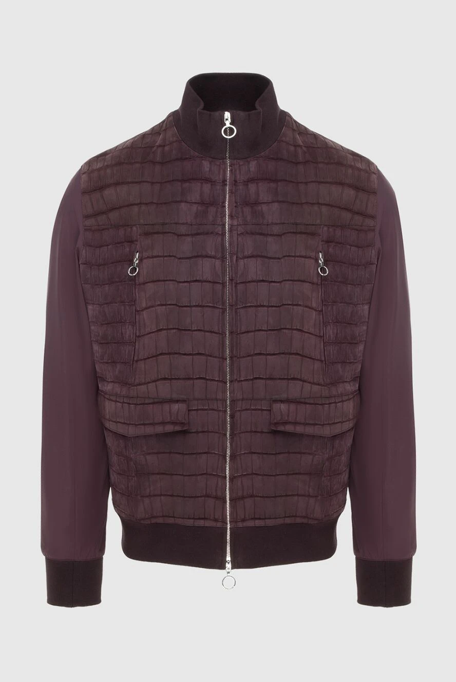 Seraphin Men's burgundy polyester and crocodile leather jacket - Textured pattern. polyester, crocodile skin. Closure: Zipper. Two side pockets, two zipped chest pockets. Country of manufacture: Italy. Care: specialized cleaning - photo 1