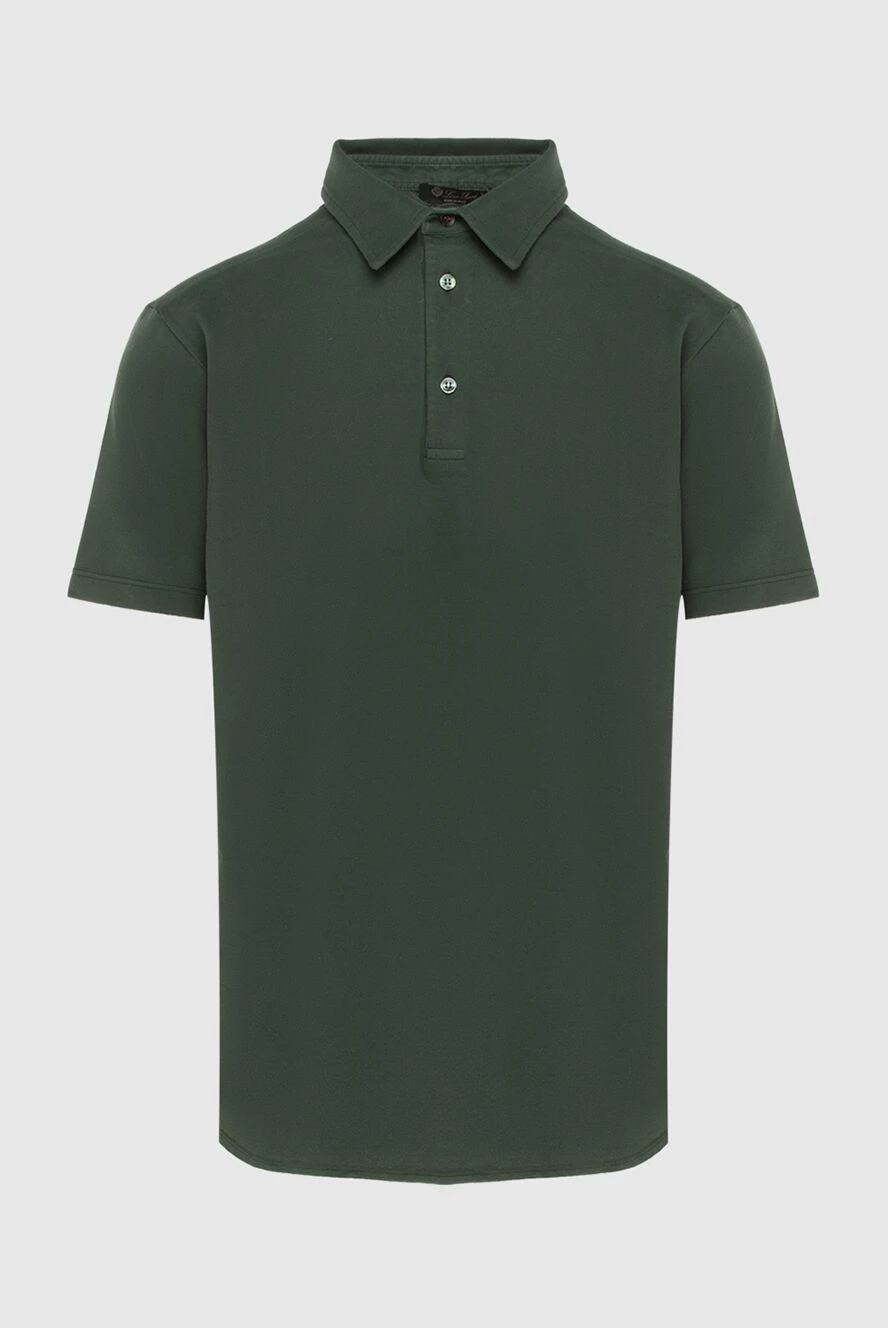 Loro Piana Green cotton polo for men - 100% cotton. Buttons. Country of manufacture: Italy. Care: specialized cleaning - photo 1