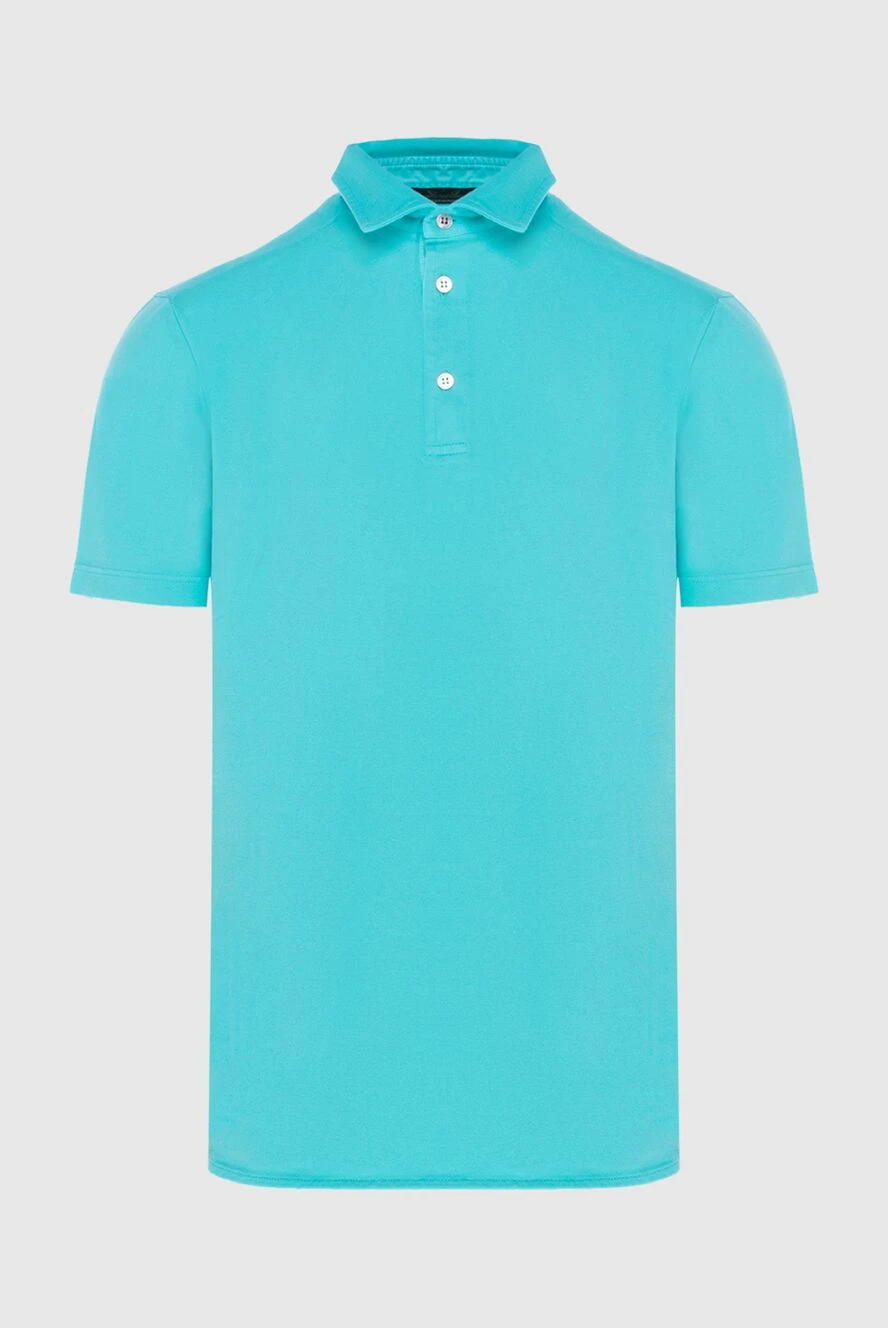 Loro Piana Blue cotton polo for men - 100% cotton. Buttons. Country of manufacture: Italy. Care: specialized cleaning - photo 1