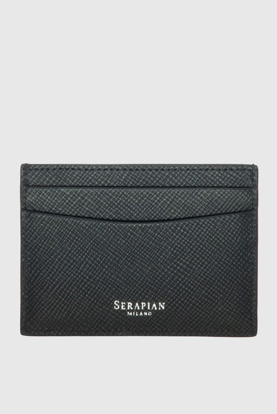 Serapian Blue genuine leather business card holder for men - Metal logo. 100% genuine leather. Country of manufacture: Italy. Care: specialized cleaning - photo 1