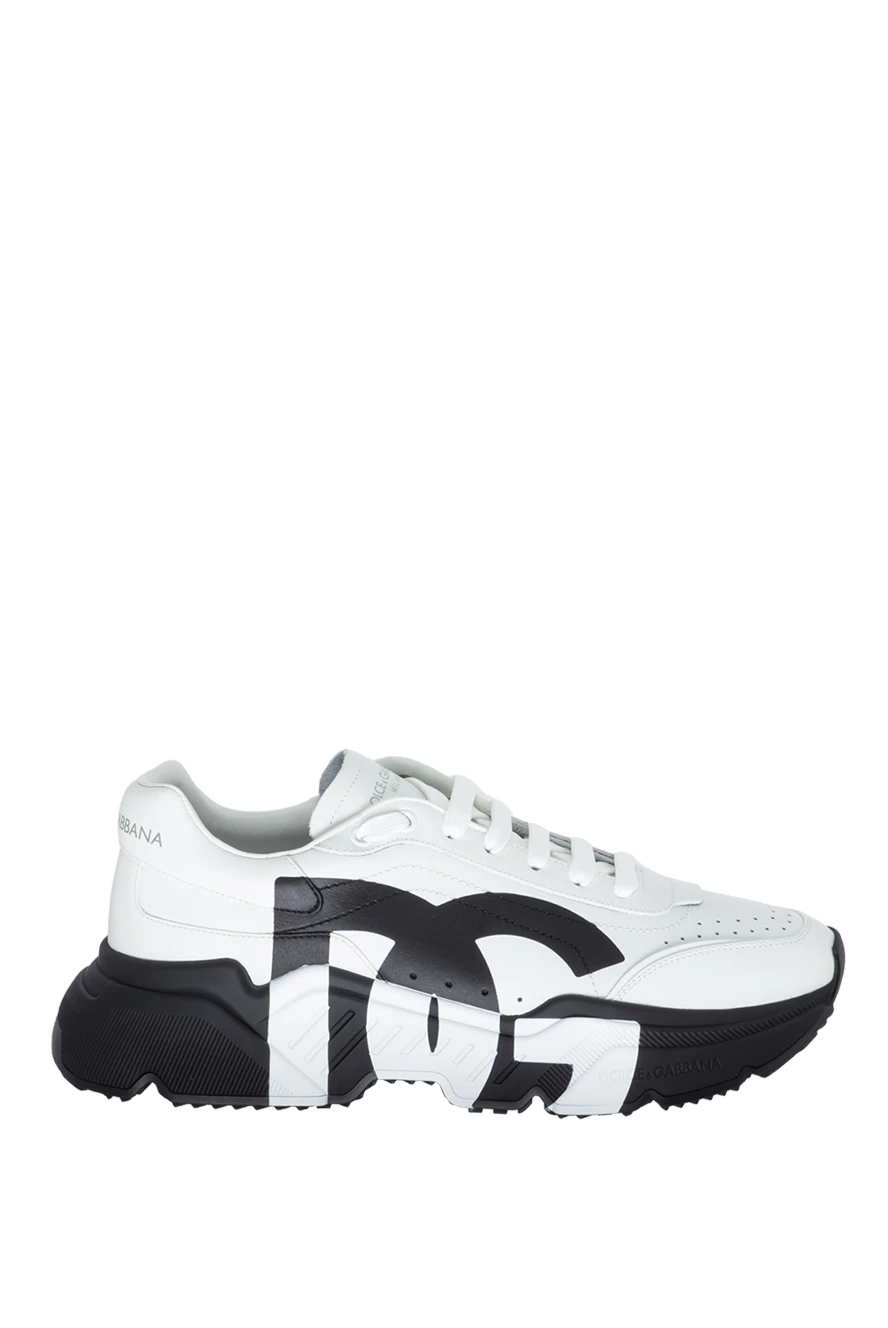 Dolce & Gabbana White leather sneakers for men - Tongue with logo. Upper made of cracked calf leather, Flat laces. Outer: material composition: 100% calf leather. Insole: leather with a company label. Country of manufacture: Italy. Care: specialized cleaning - photo 1