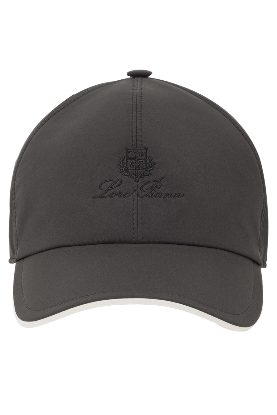 Loro Piana corduroy blue cap with smooth side panels and logo