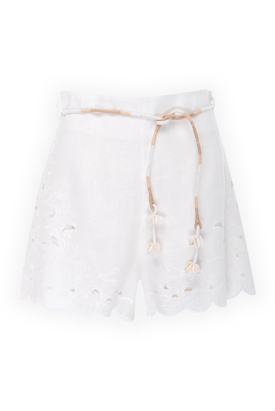 Zimmermann White cotton and linen shorts for women - Fastener: tie. lace. cotton, linen. Country of manufacture: Italy. Care: specialized cleaning - photo 1