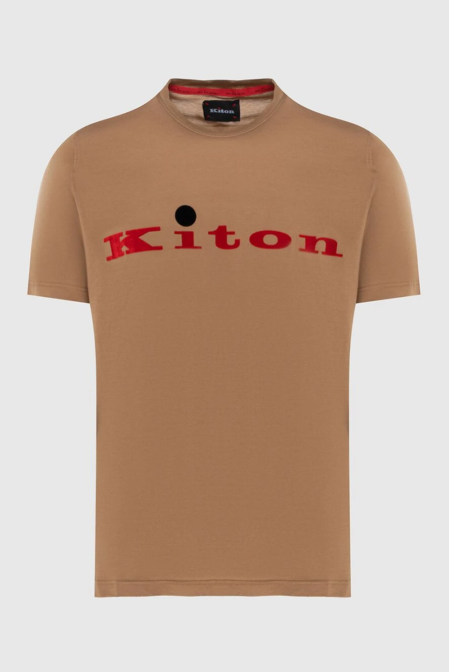 Kiton Футболка з бавовни коричнева чоловіча - вишивка логотипу. 100% бавовна. Країна виробник: Італія. Догляд: спеціалізоване чищення - фото 1