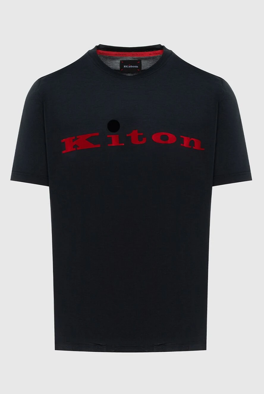 Kiton Трикотажна футболка чорного кольору із фірмовим логотипом - вишивка логотипу. 100% бавовна. Країна виробник: Італія. Догляд: спеціалізоване чищення - фото 1