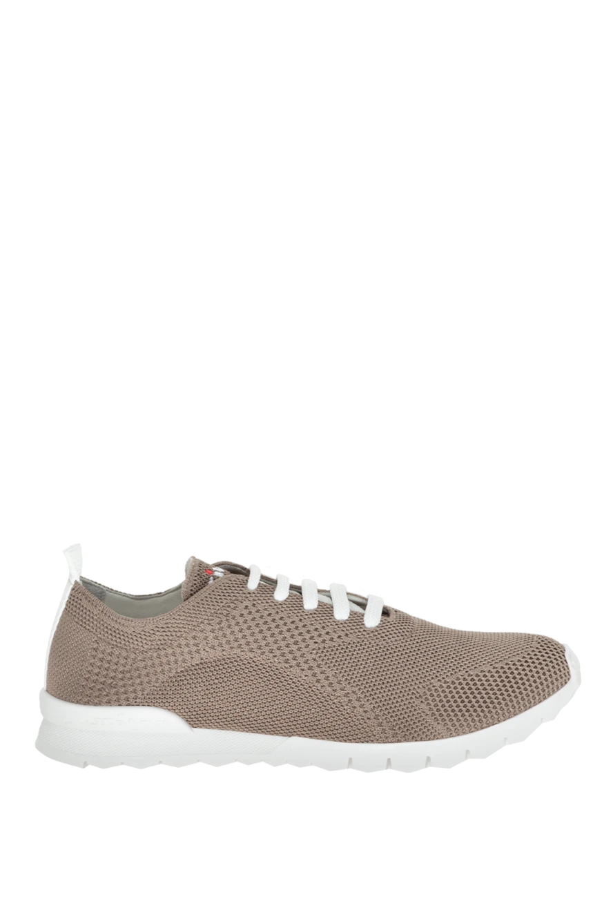 Kiton Beige men's textile sneakers - Logo. 90% cotton, 10% elastane. laces. height 2 cm. Country of manufacture: Italy. Care: specialized cleaning - photo 1