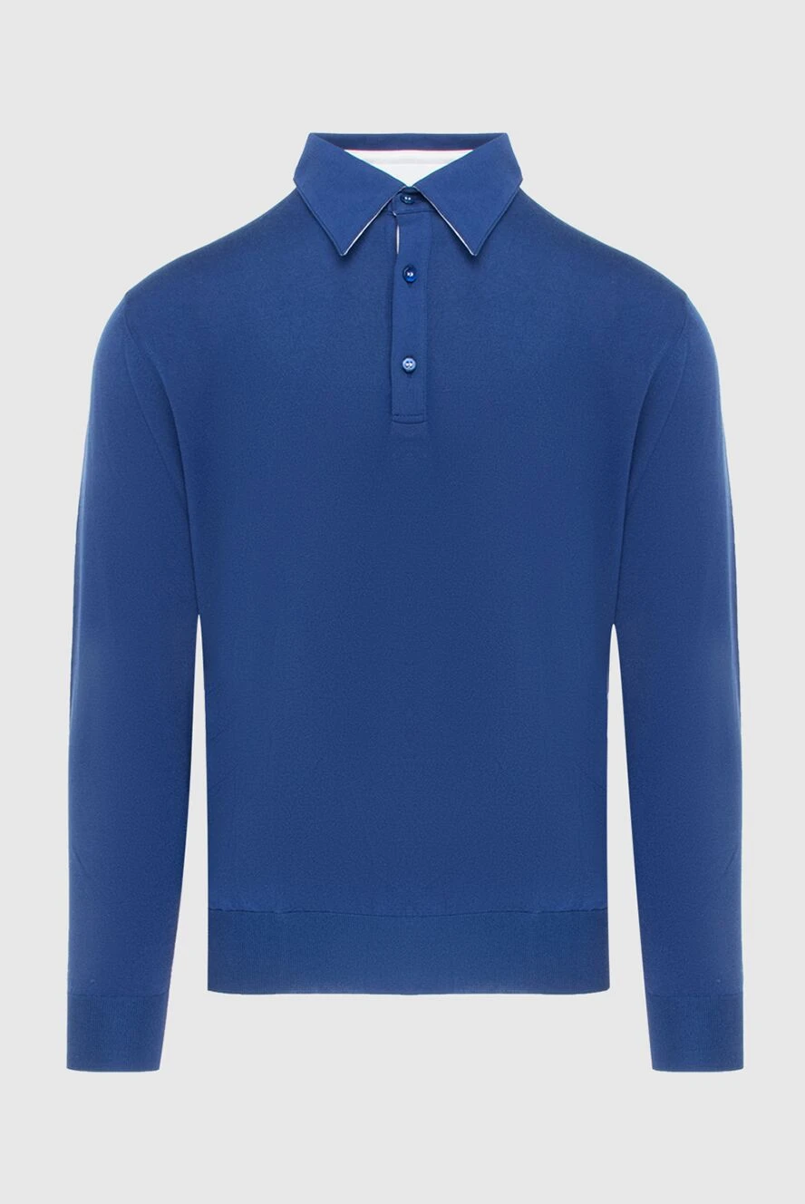 Stefano Ricci Long sleeve polo shirt made of silk and cotton blue for men - Long sleeve. 55% silk, 45% cotton. Buttons. Country of manufacture: Italy. Care: specialized cleaning - photo 1